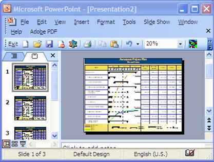 Copy all Pages to PowerPoint In addition to copying and pasting single metafiles of schedule pages, it is possible to copy all pages to a PowerPoint presentation with one click.