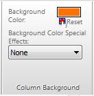 To override the default column text and background settings for an individual column: 1. Click once on the column heading whose column properties you wish to change.