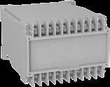 DIN rail and screw mounting } Option: for use with In-Rail-Bus KO 4070...15 } Widths from 12.
