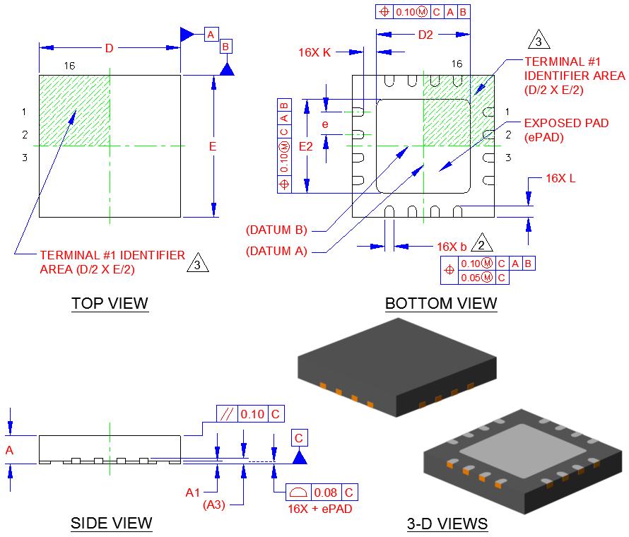 Bridge to Full-Speed USB, SPI, and UART Interfaces Package Outlines Figure SEC00 6-Pin QFN Package Outline Table Package