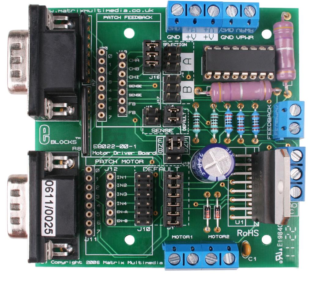 General information The motor driver board allows the user to connect and drive two motors independently of each other.