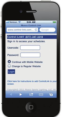 Smart Phone Your Control-Link control system schedulers, with the appropriate permissions, can access the website from a web-enabled smart phone.