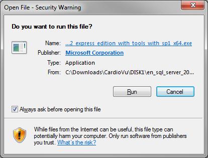 You may be prompted with Open File Security Warning Dialog