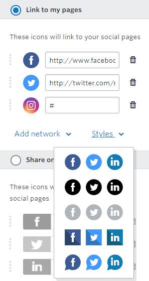 More Building Tools Under the More option, you ll find three additional options for adding content. The Social tool lets you add social media buttons for Facebook, Twitter, YouTube, and more.