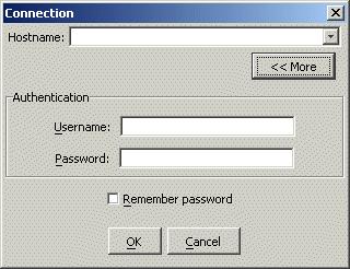 Starting the Program 3. Enter the name of the server you wish to connect to, or select it from the drop-down menu. Enter your user name and password.