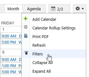 Calendar Rollup 3.0 User Guide Page 32 b. In the Filter section, specify a filter criteria. Select one column in the Select a Column dropdown list.