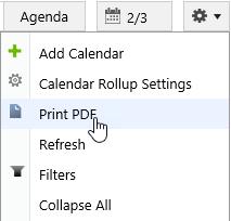 Calendar Rollup 3.0 User Guide Page 34 4.7 Save as PDF Calendar rollup allows users to save the view as a PDF file. a. Select a view which you want to export to PDF.