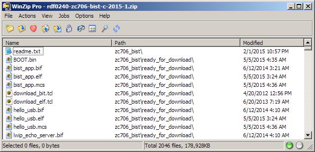 ZC706 Setup Unzip the ZC706 BIST Design Files (2015.