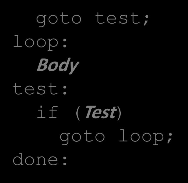 Goto Version #1 goto test; loop: