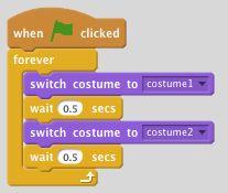 Scroll down to if on edge, bounce 6. Place the move 10 steps and the if on edge, bounce inside the forever loop. 7. Once you are finished, click the green flag to run the program. 1. Ensure the Sprite you are using has more than one costume.