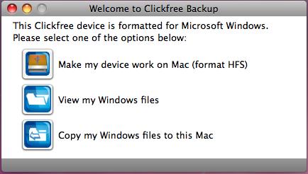 Backing up my content (HD) b. Click. c. Click Yes. Clickfree then reformats the Backup Drive.