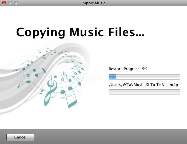 the Import All Music checkbox is checked. A dash in a playlist s checkbox means that some of its titles are selected.