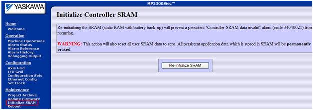 Initialize SRAM Data that is reset when the SRAM is initialized: 1.
