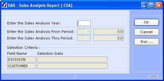 CSA- CUSTOMER SALES ANALYSIS Introduction The Customer program produces a report showing sales information for the current period, as well as year to date sales.