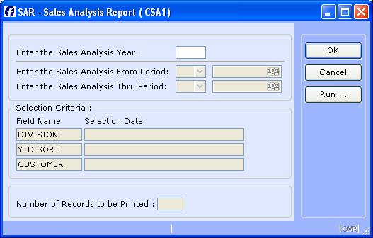 CSA1- CUSTOMER SALES ANALYSIS 1 Introduction The Customer 1 program is the same as CSA - Customer, except that the report produced shows sales information for descending year to date periods.