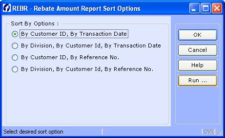 activity detailing rebate amounts for each transaction.