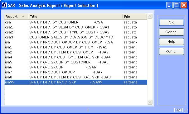 Procedure From the menu enter SAQ. A list will appear for all the CSA and ISA reports that are available on your system.