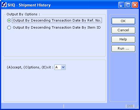SHQ- SHIPMENT HISTORY QUERY Introduction The purpose of the Shipment History Query program is to allow the user to query by customer the