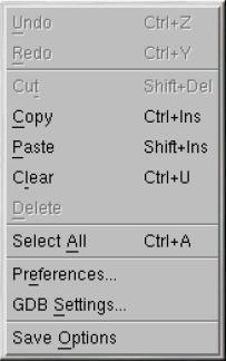 Edit Menu The Edit menu allows setting preferences and debugger