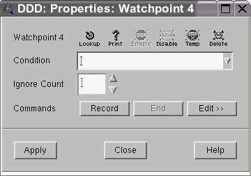 Watchpoints A frequent pointer mistake in C or C++ is overwriting data out of range Typically, the overwritten address range is known, but the pointer is not Watchpoints watch over a memory location