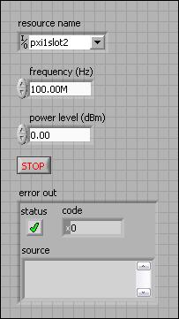 Click the Run button on the toolbar to initiate sine wave generation. 5. Click the VI front panel STOP button to stop sine wave generation.