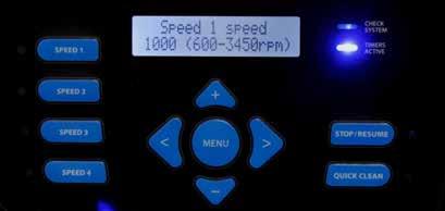 Programming - Speeds 1-4 4. While in this screen you can set the speed from 600 RPM (17%) to 3450 RPM (100%) by pressing the & button (fig 52