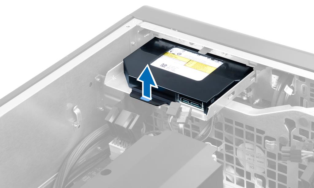 6. Slide the optical drive out of its compartment and lift it up to