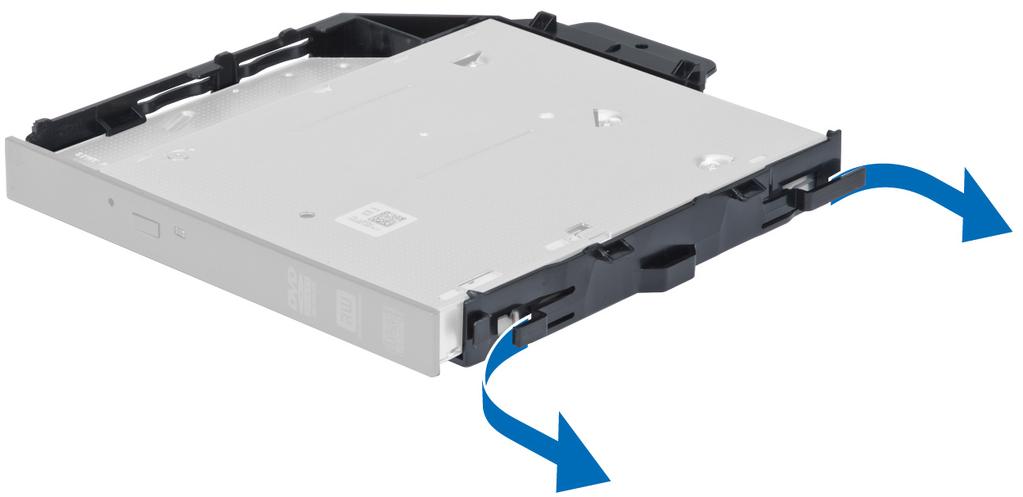 Flex the optical-drive bracket latches in an outward direction to