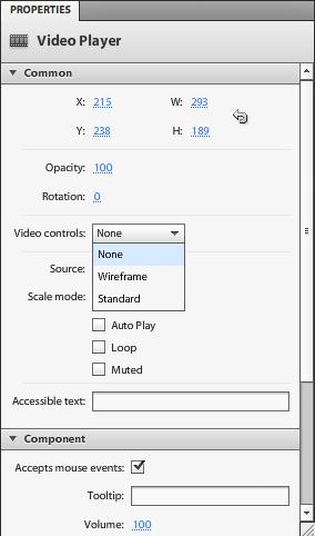 46. Since we will use our own Play and Stop custom buttons, we need to remove the current controller. In the video Properties panel, choose None from the Video Controls option. Figure 3-22.