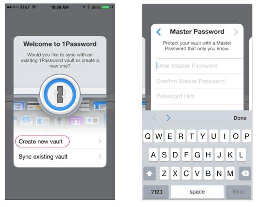 Tap Create new vault. You ll then be prompted to enter a Master Password. This is the only password you will need to know to access 1Password on all your devices.