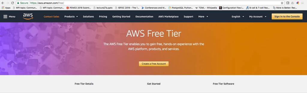 Setting up an AWS for HPC course Three options: Signup AWS
