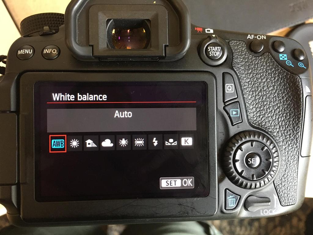 Set white balance to auto Method 1 Menu Button Top Wheel To Camera Setting 3