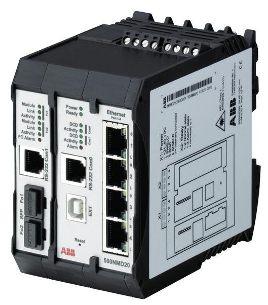 56 57 RTU500 series modules Ethernet communication RTU500 series modules Ethernet communication 500NMD11 1KHW027869R0001 500NMD11 - DIN rail integrated managed switch with 1 SDSL-port.
