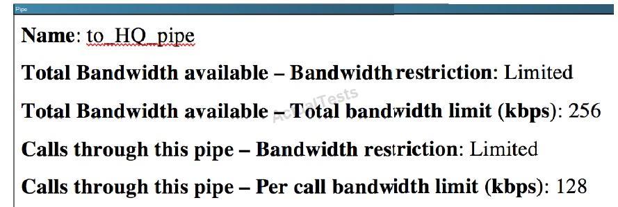 Not enough bandwidth has been allocated. Device Pool. Location. The pipe is not functioning. Correct Answer: A /Reference: QUESTION 55 Scenario: There are two call control systems in this item.