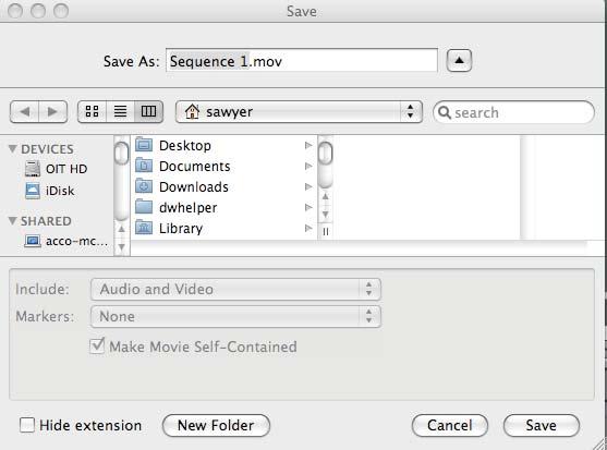 Final Cut Express - Video Editing on a Mac 14 Save Dialog Box Make Move Self- Contained Checkbox Movie Settings Dialog Box Export a Movie Use this export process to create a
