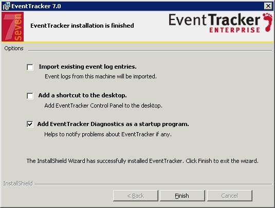 Figure 68 Import existing event log entries check box is selected by default, to import event logs into EventTracker. Firewall blocks the incoming network connection, if getallevt.