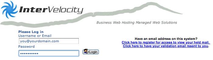 Welcome Welcome and thank you for using InterVelocity for your spam and virus filtering solution.