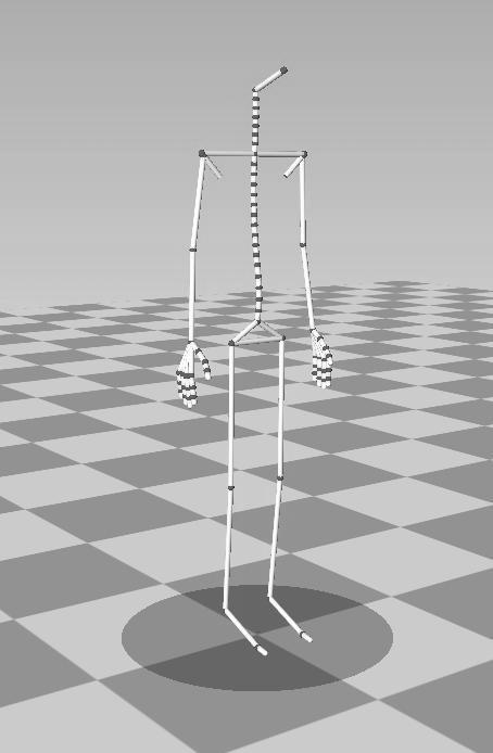 Figure 1.2.1: A simplified sketch of the manikin. freely in space. A set of joint values positioning the manikin in this way will be referred to as a pose or a joint vector.