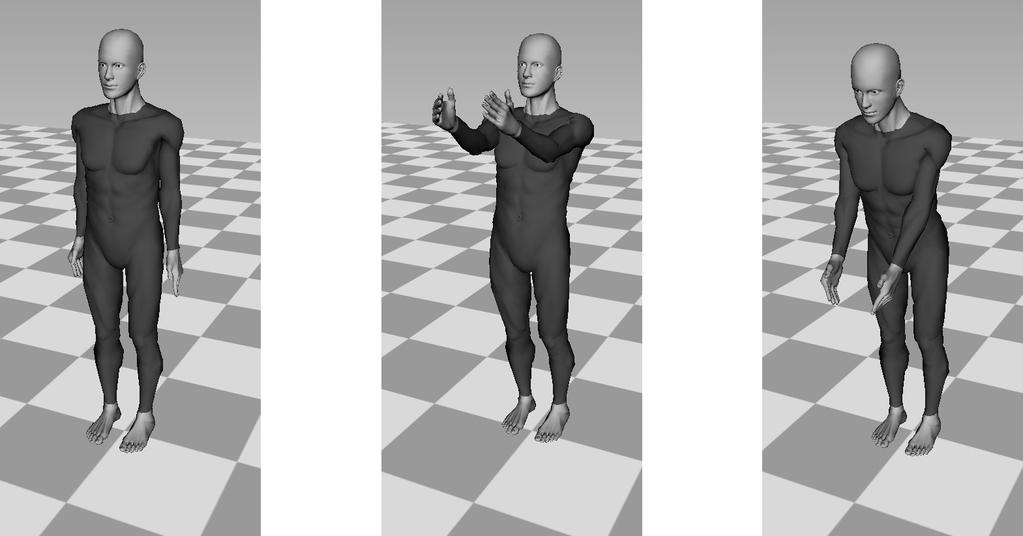 Figure 4.6.1: The figures show three poses from left to right that make up a path for the manikin to follow. 4.6 Manikin results The cases seen in sections 4.1 and 4.