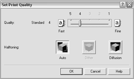 On the Main tab, under Print Quality, select Custom, then click Set. 4. Slide the Quality slide bar to Fine. 5. Click OK. The Set Print Quality dialog box closes. 6. Click OK. To adjust image quality in Mac OS: 1.