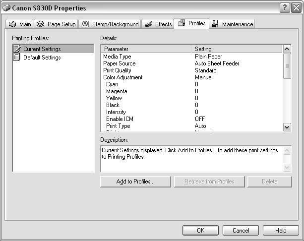 Saving and Recalling Driver Settings Advanced Print Features You can assign a name to a combination of driver settings and recall them for future use. To save driver settings in Windows: 1.