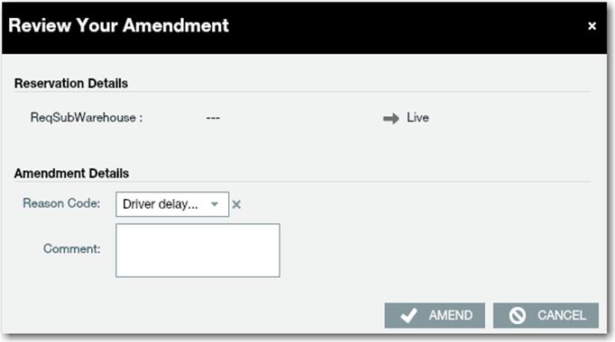 After selecting amend, the below box will appear, select the reason code and select amend again and