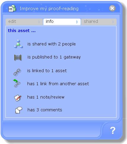 The Asset Store and Overview Pad Clicking on view all from the view menu opens the asset store; this lists all of the items in your PebblePad account with the newest items always at the top of the
