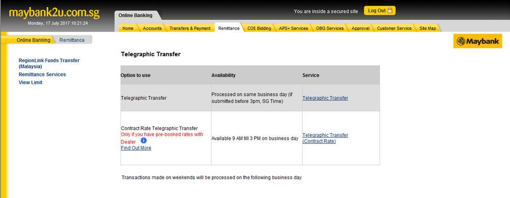 1.3. Contract Rate Telegraphic Transfer 1.3.1. At the Telegraphic Transfer