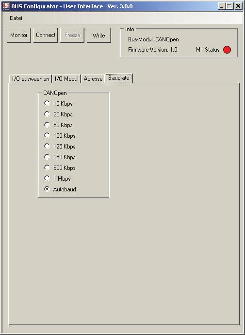 CONFIGURATION Once the module is connected it is recognized and you can configure the parameters by selecting the different cards shown in figures 9 to 12 (CONFIG key figure 7; press the WRITE-button