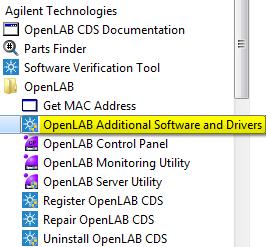 Other Documents For OpenLAB, please use "OpenLAB Additional Software and Drivers" for installing the driver from the Windows Start Menu. Drivers for the ELSD are located in the "More Drivers" folder.