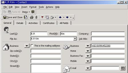 Popup & Outlook screen. NOTE Outlook contacts must include Internal Users to display the proper contact information.