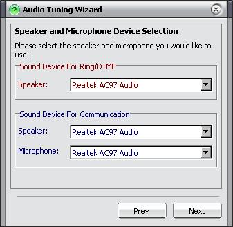 The User can select a preference for Speaker and Microphone Devices, such as: Sound Device for Ring/DTMF Speaker Sound Device for Communication Speaker Microphone The Speaker