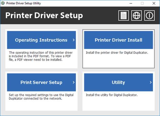 Installing the Printer Driver Click [Printer Driver Install].