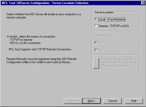 This screen (Figure 18) prompts you for the location of your server. Use the default selection Local (Your Machine). Click. 2. Select your network (Figure 19).